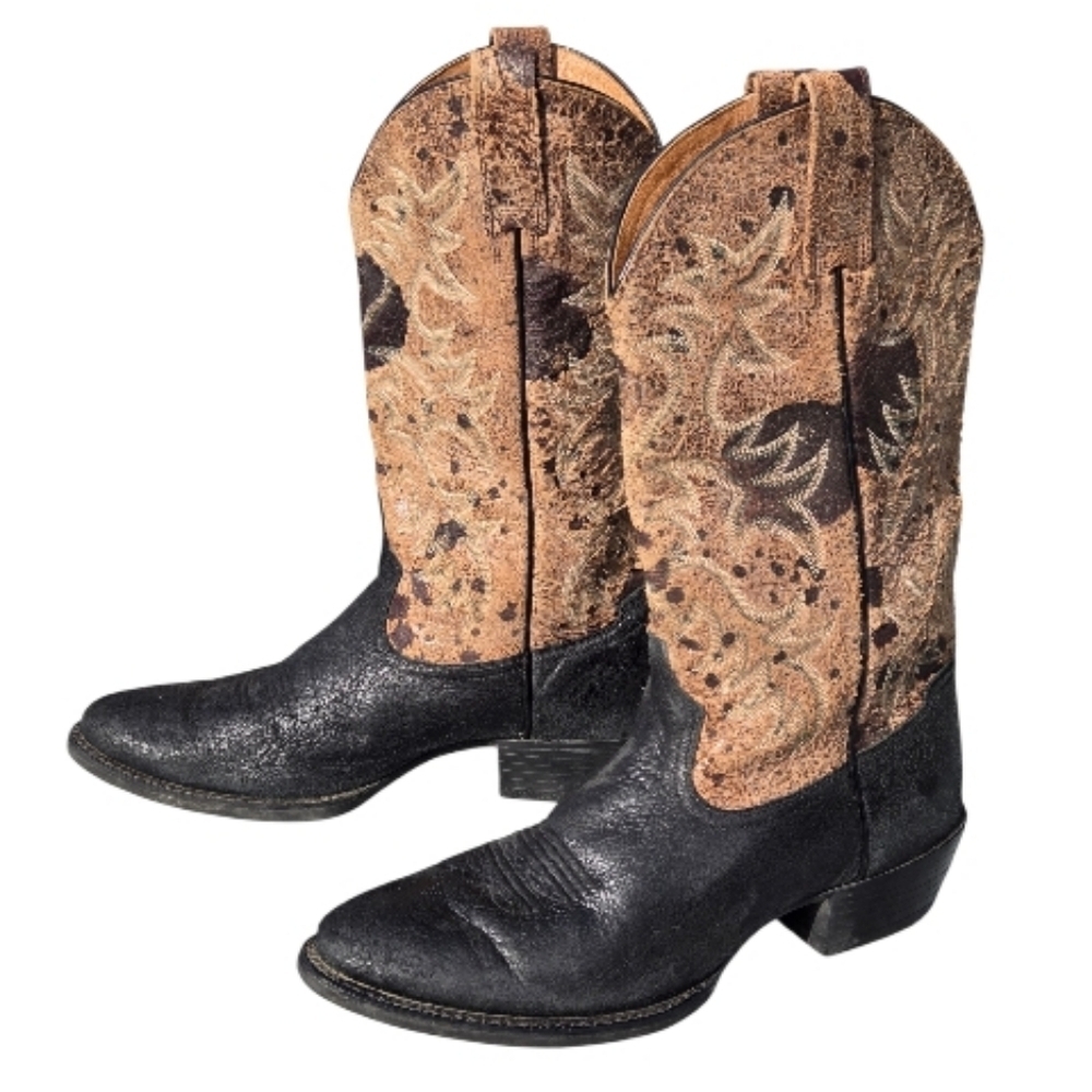 Ariat 10007593 Size 10 Leather Almond Toe Cowboy Western Boots Black Brown Men